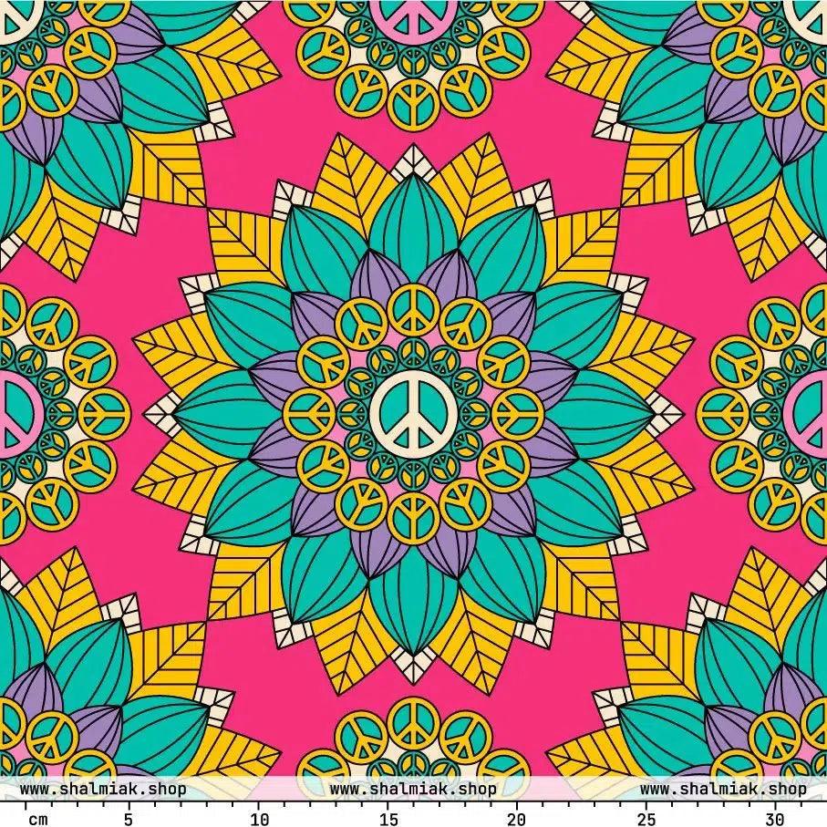 Fabric - BLOOM WITH PEACE mint pink - Flowers and Peace