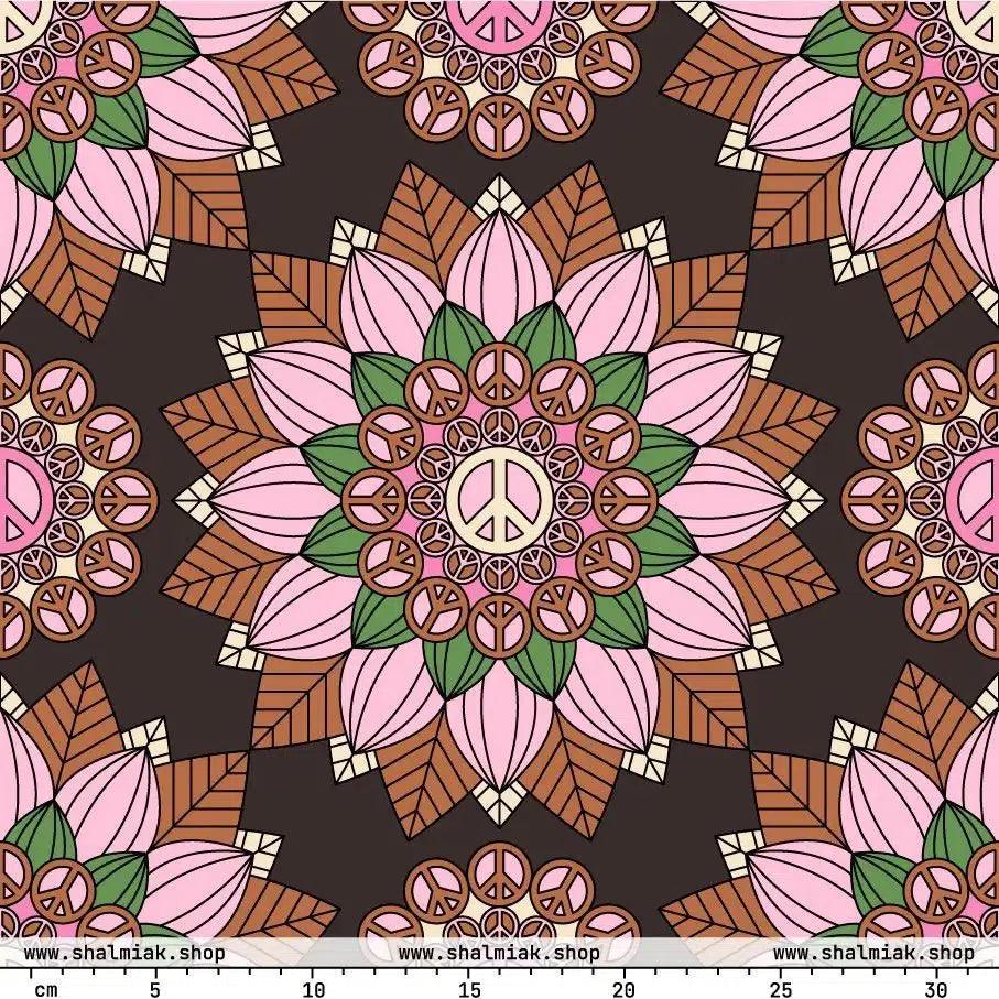Fabric - BLOOM WITH PEACE pink brown - Flowers and Peace