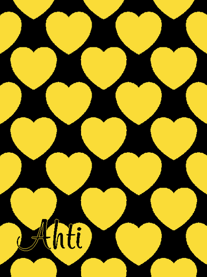 Personalized knitted blanket with hearts Yellow Black - Vertical
