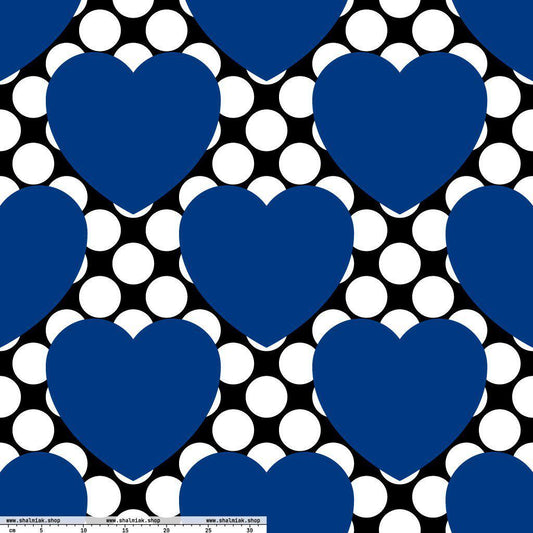 Fabric - ELLIE LOVE DOT blue black XL - Bold Heart Print