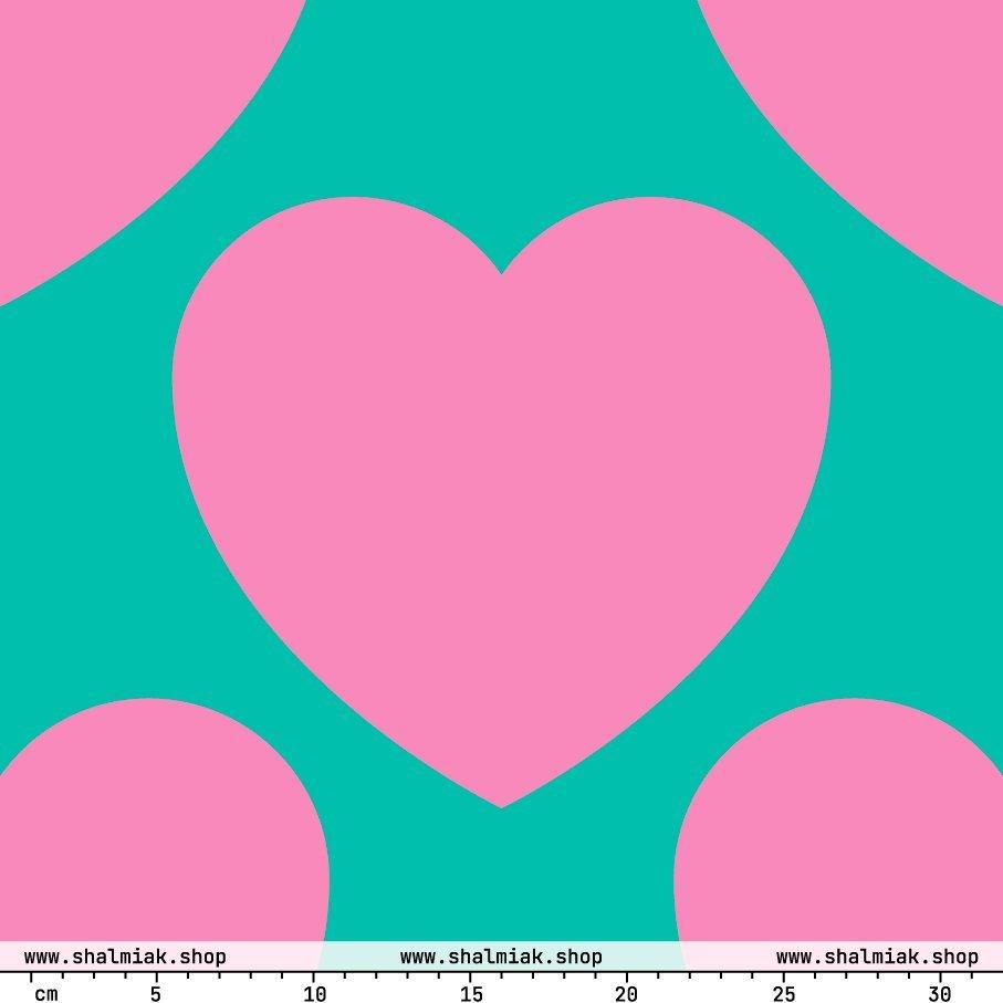 Fabric - ELLIE LOVE pink mint XL - Bold Heart Print