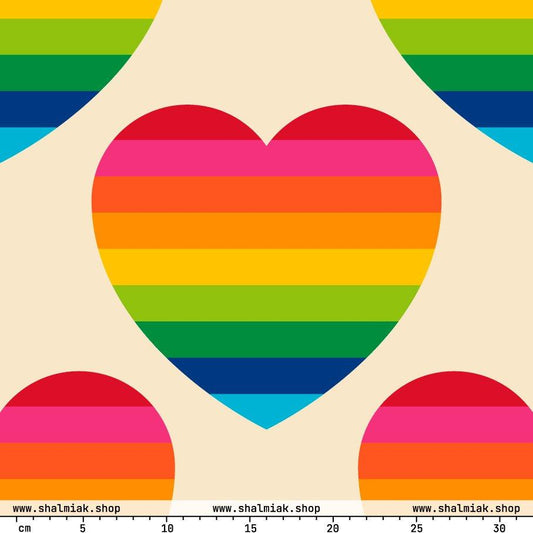 Fabric - ELLIE LOVE rainbow XL - Bold Heart Print