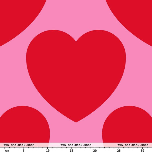 Fabric - ELLIE LOVE red XL - Bold Heart Print