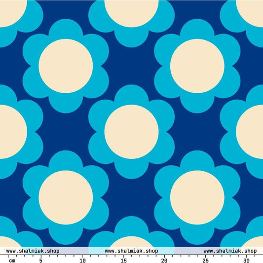 Fabric - ELLIE blue - Classic Flower Print