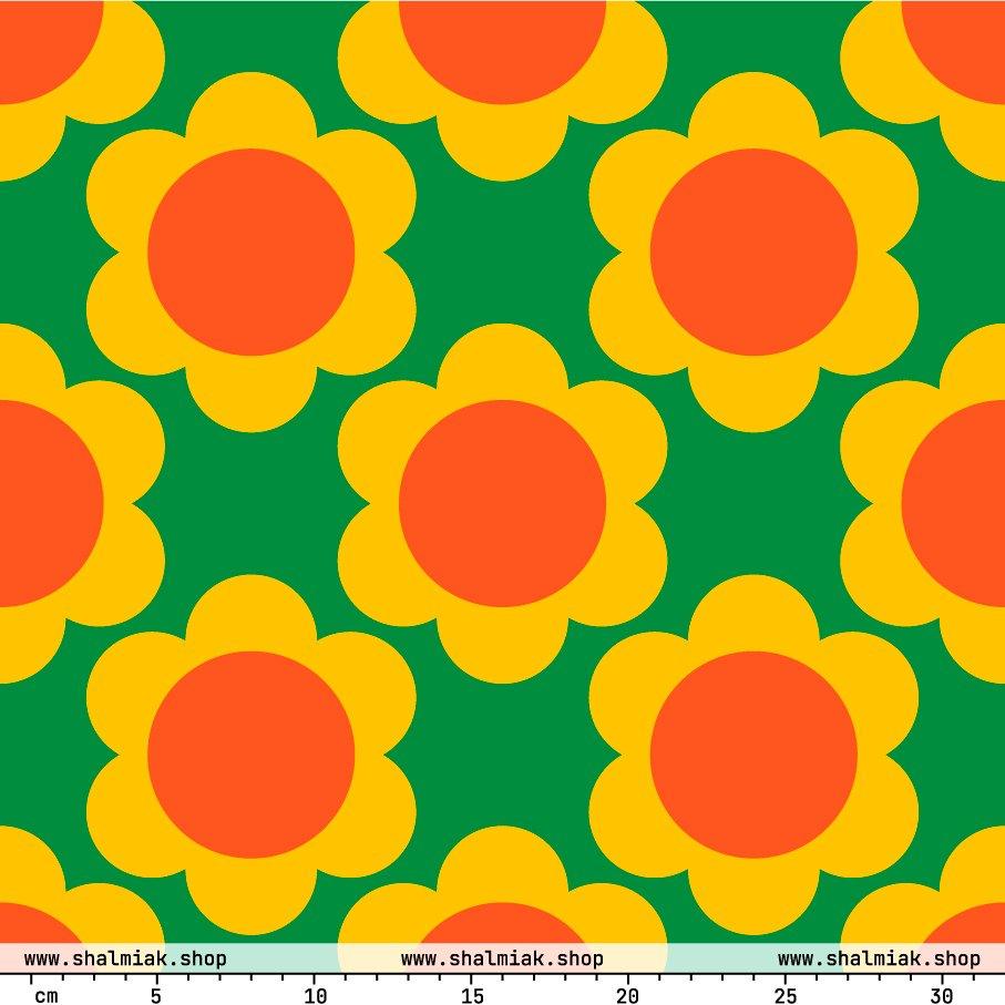 Fabric - ELLIE green - Classic Flower Print