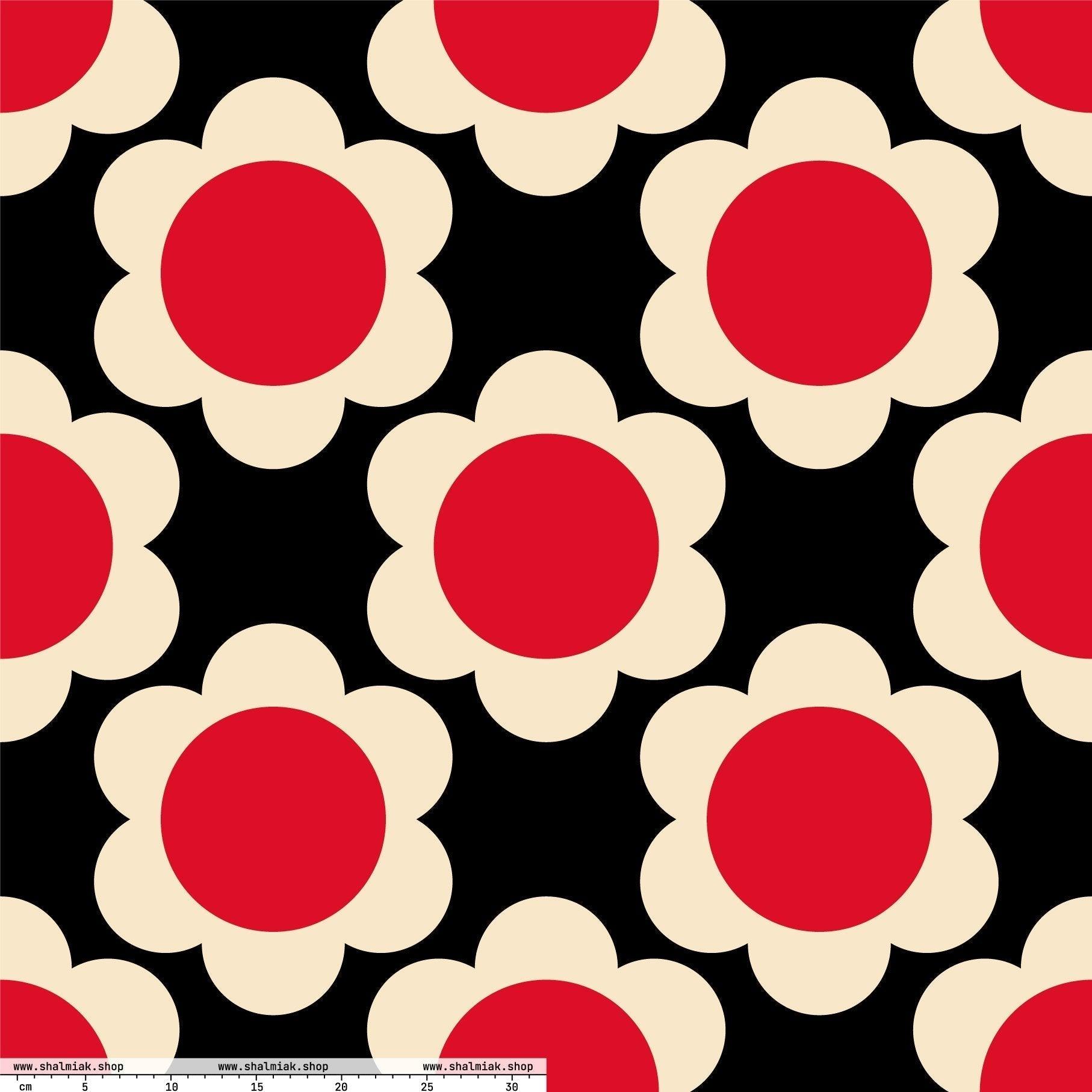 Fabric - ELLIE red black XL - Classic Flower Print
