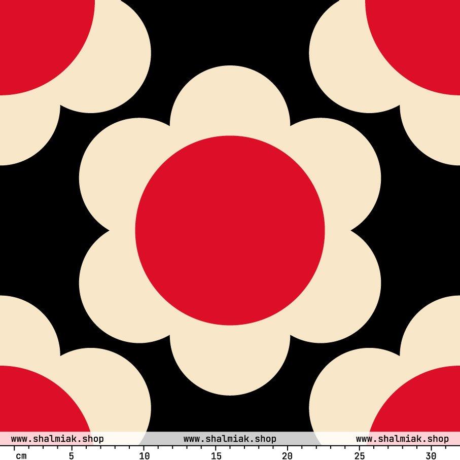 Fabric - ELLIE red black XL - Classic Flower Print