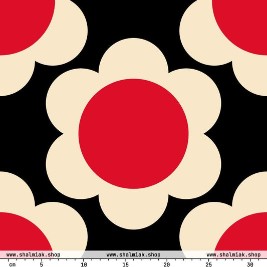 Fabric - ELLIE red black XL - Classic Flower Print