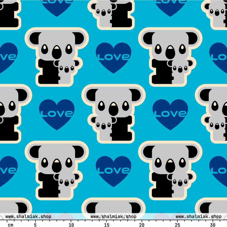 Fabric - KOALA LOVE blue