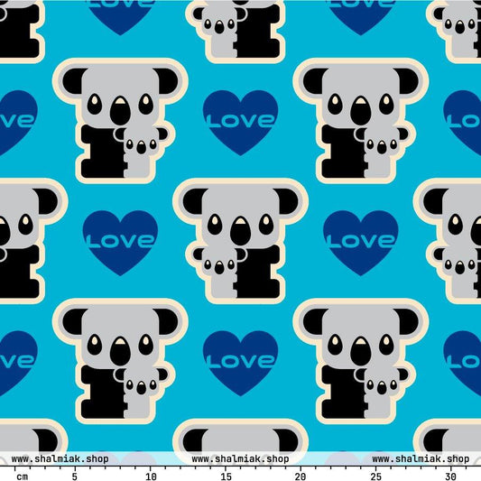 Fabric - KOALA LOVE blue