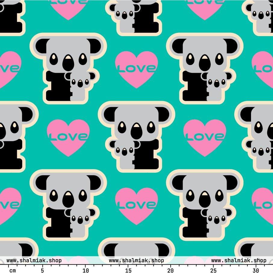 Fabric - KOALA LOVE mint