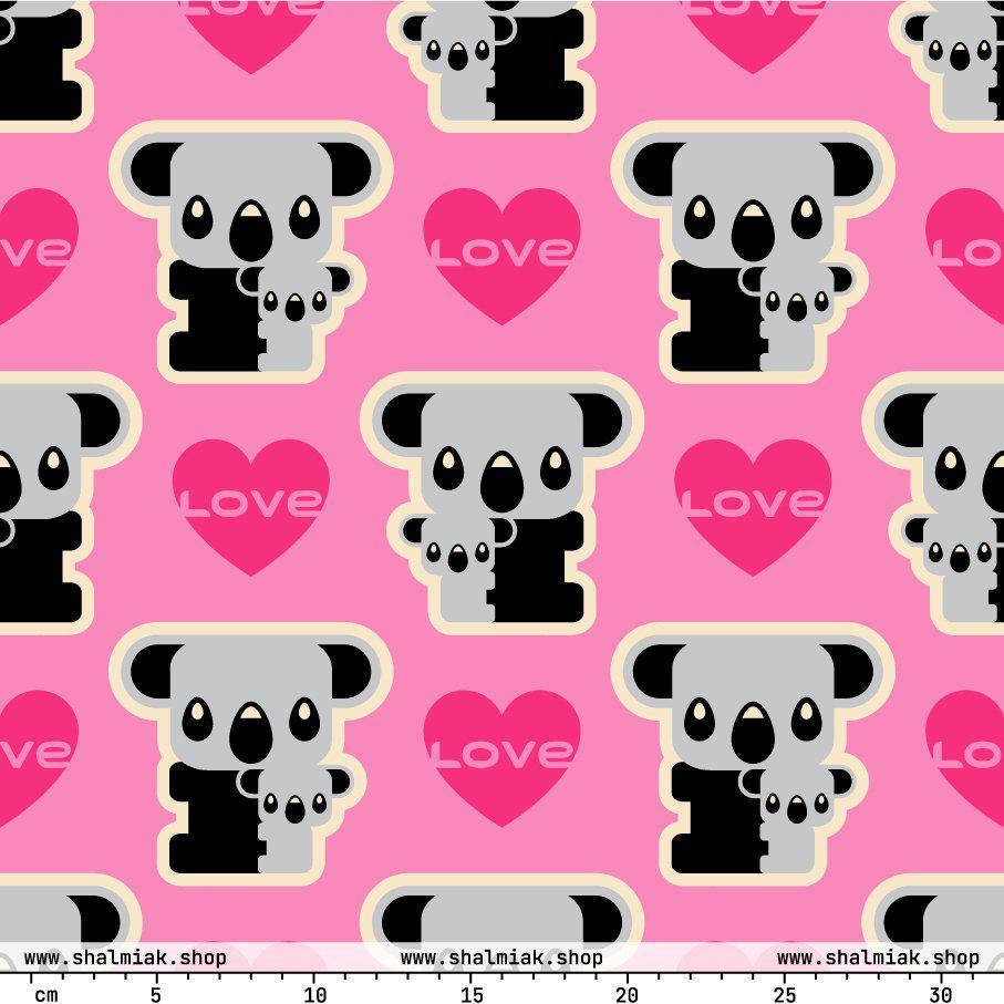 Fabric - KOALA LOVE pink