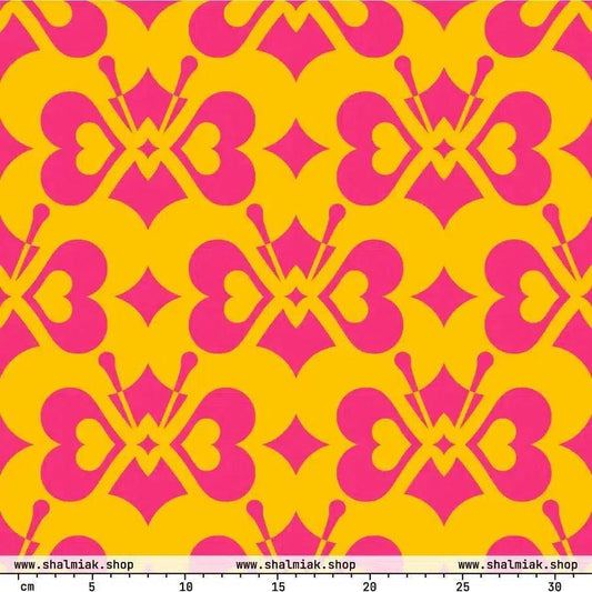 Fabric - LOVE BUTTERFLY yellow pink