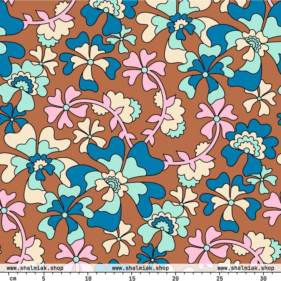 Fabric - MISS PENNY blue brown