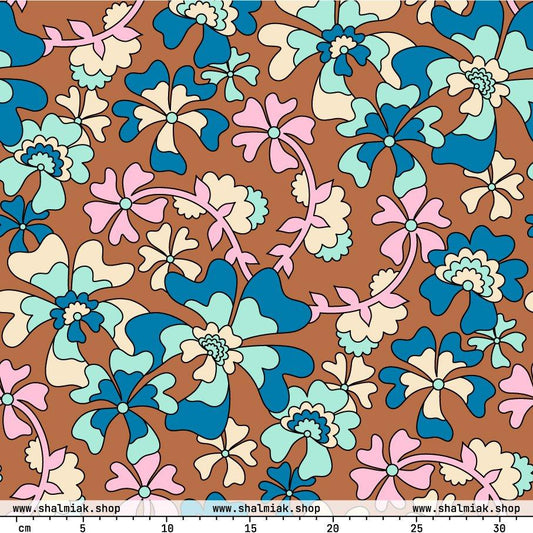 Fabric - MISS PENNY blue brown