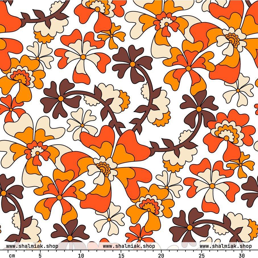 Fabric - MISS PENNY orange white