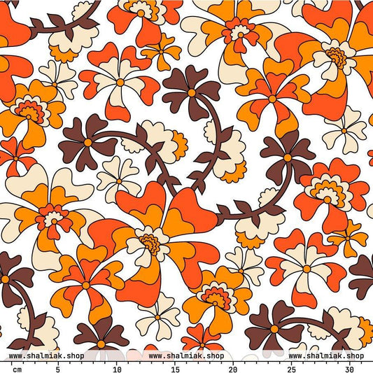 Fabric - MISS PENNY orange white