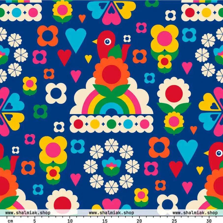 Fabric - OLD BIRDIE blue