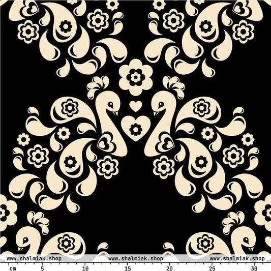 Fabric - PEACOCK LOVE black