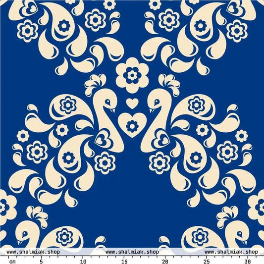 Fabric - PEACOCK LOVE blue