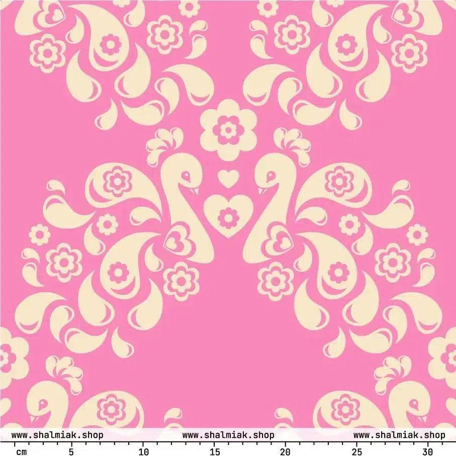 Fabric - PEACOCK LOVE pink
