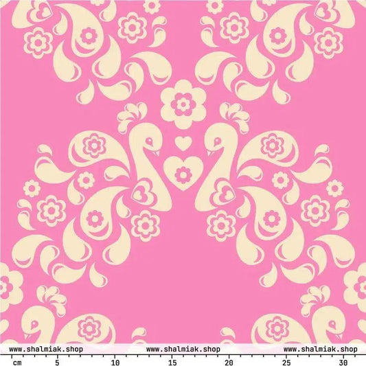 Fabric - PEACOCK LOVE pink