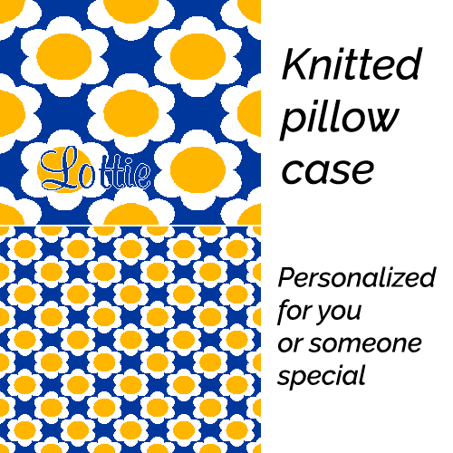 Personalized knitted pillowcase with flowers Yellow Blue
