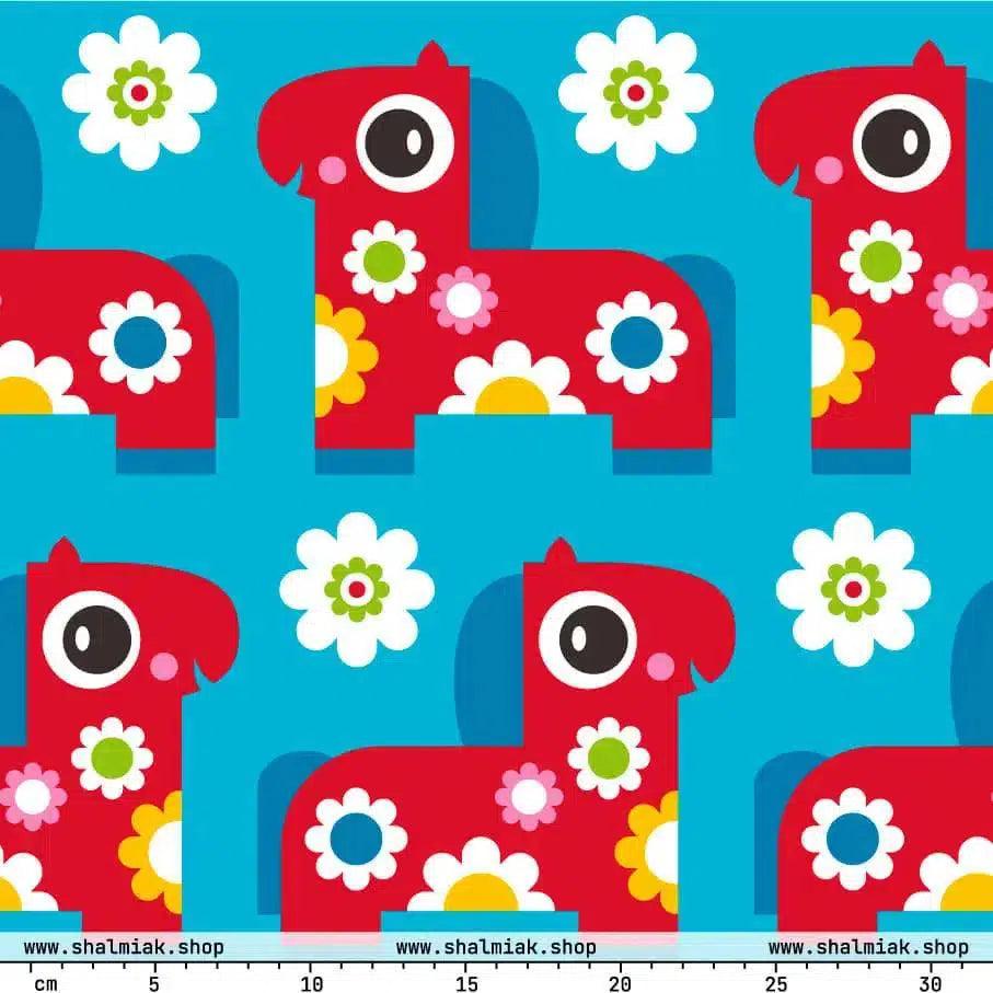 Fabric - PONY BLOOM turquoise