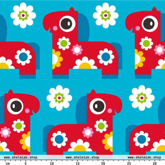 Fabric - PONY BLOOM turquoise