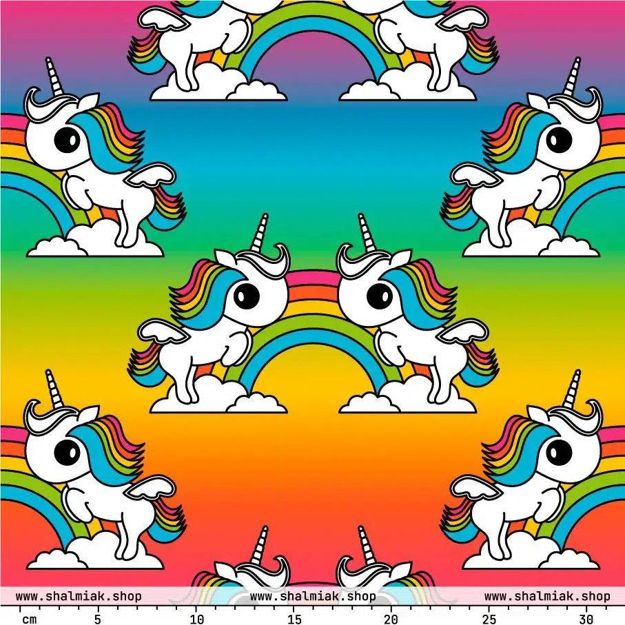 Fabric - UNIQUE rainbow - Unicorns and rainbows