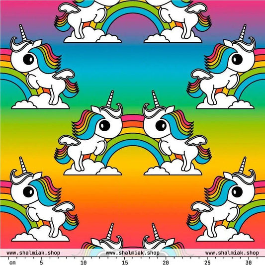 Fabric - UNIQUE rainbow - Unicorns and rainbows
