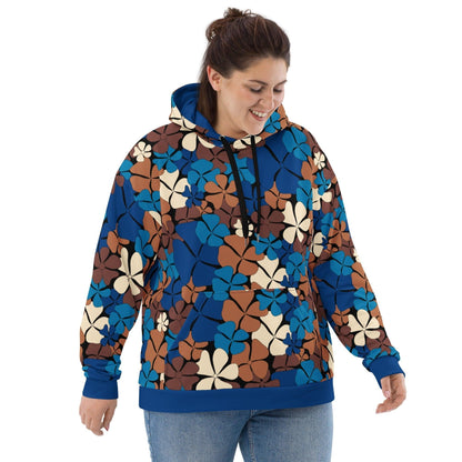 Hoodie - ADELIE blue brown - Wild floral print 6XL
