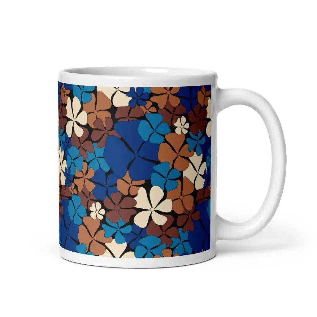 Mug - ADELIE blue brown - Wild Floral Print