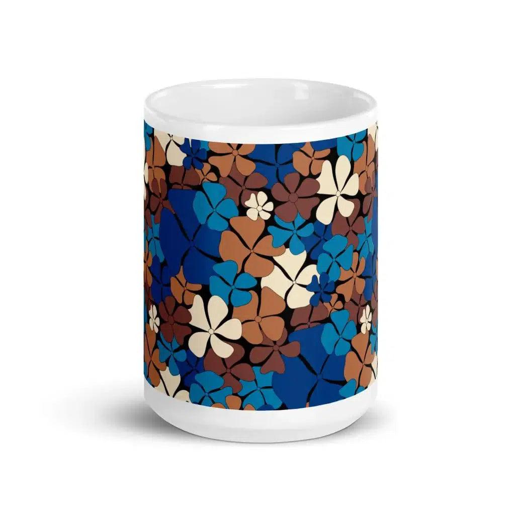 Mug - ADELIE blue brown - Wild Floral Print
