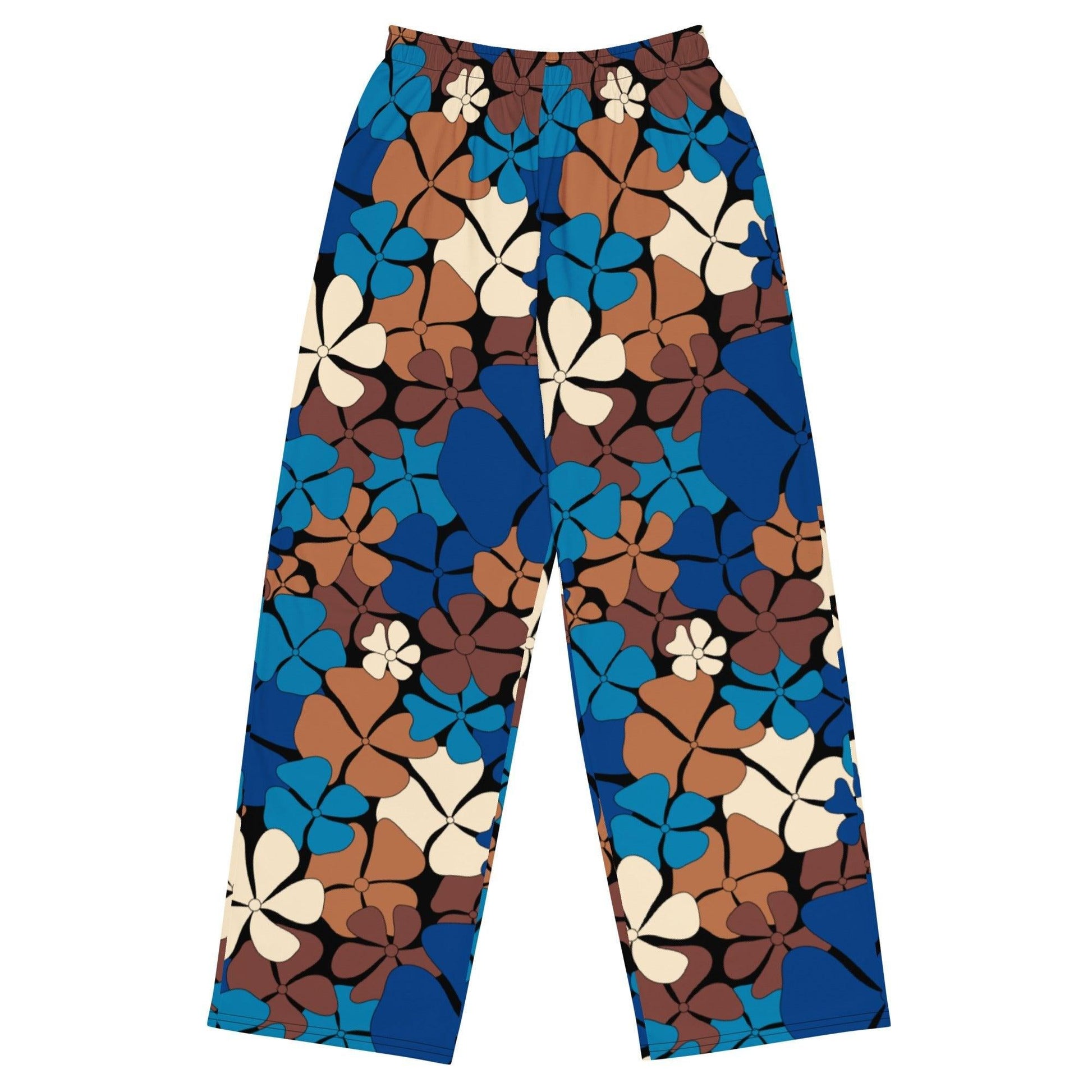 Pants - ADELIE blue brown - Wild Floral Print