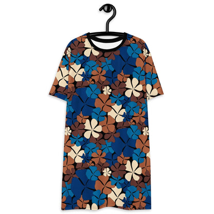 T-Shirt Dress - ADELIE blue brown - Wild Floral Print