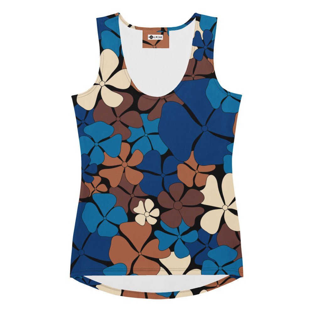 Tank Top - ADELIE blue brown - Wild Floral Print