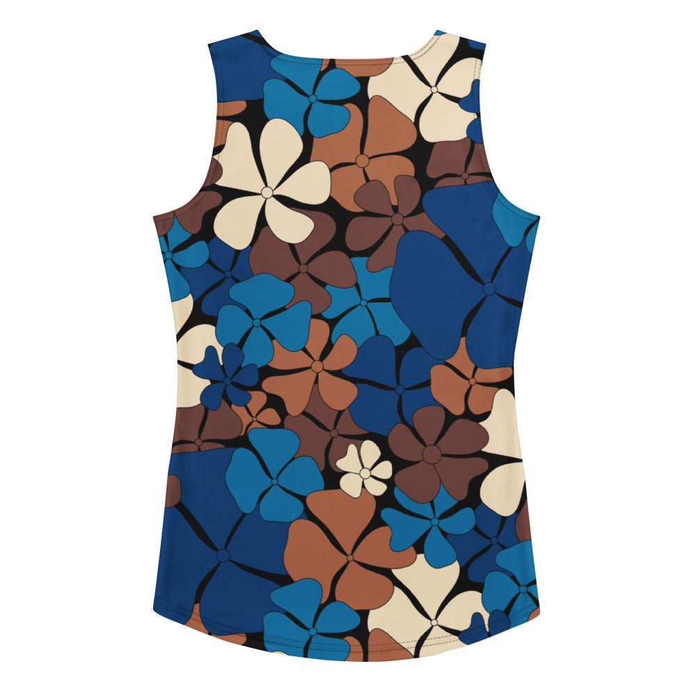 Tank Top - ADELIE blue brown - Wild Floral Print