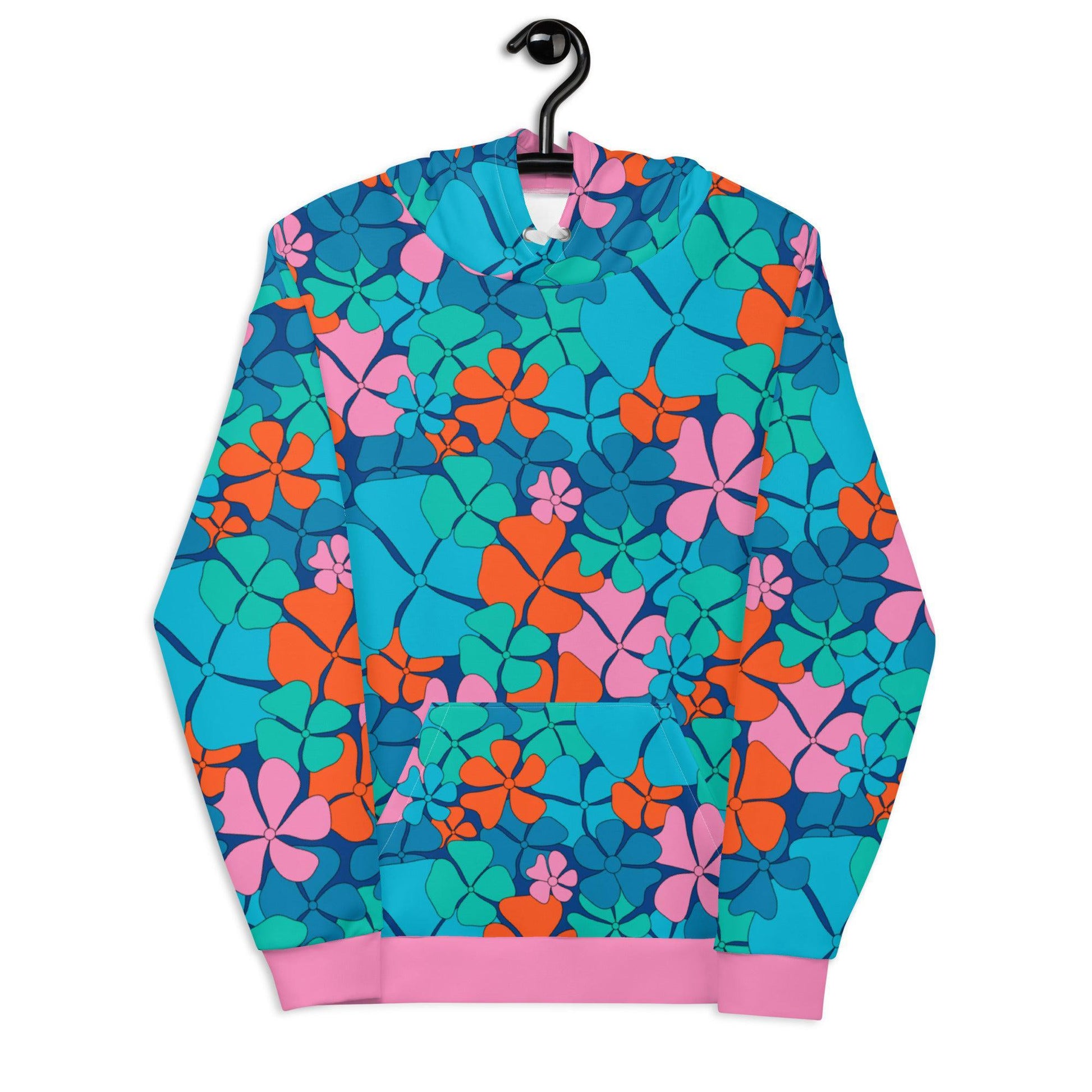 Hoodie - ADELIE orange blue - Wild Floral Print