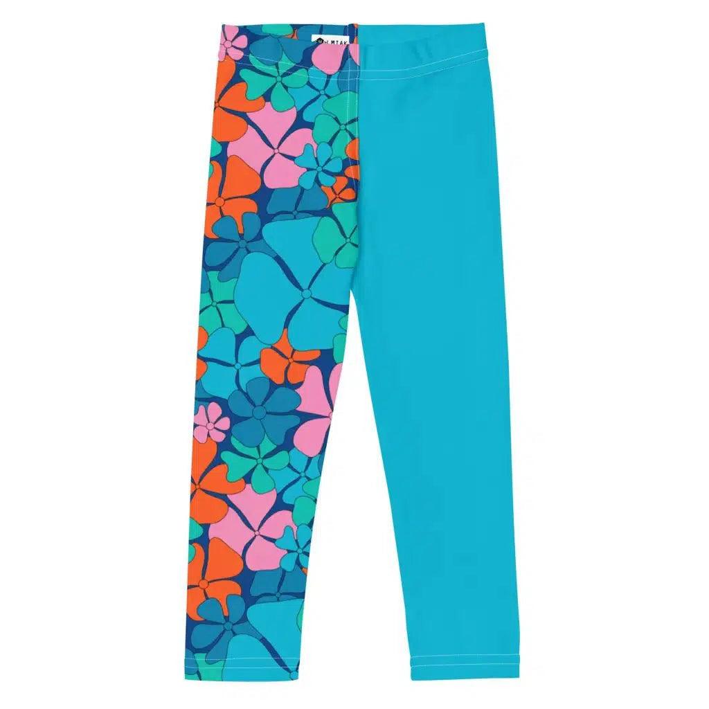 Kids' Leggings - ADELIE orange blue - Wild Floral Print