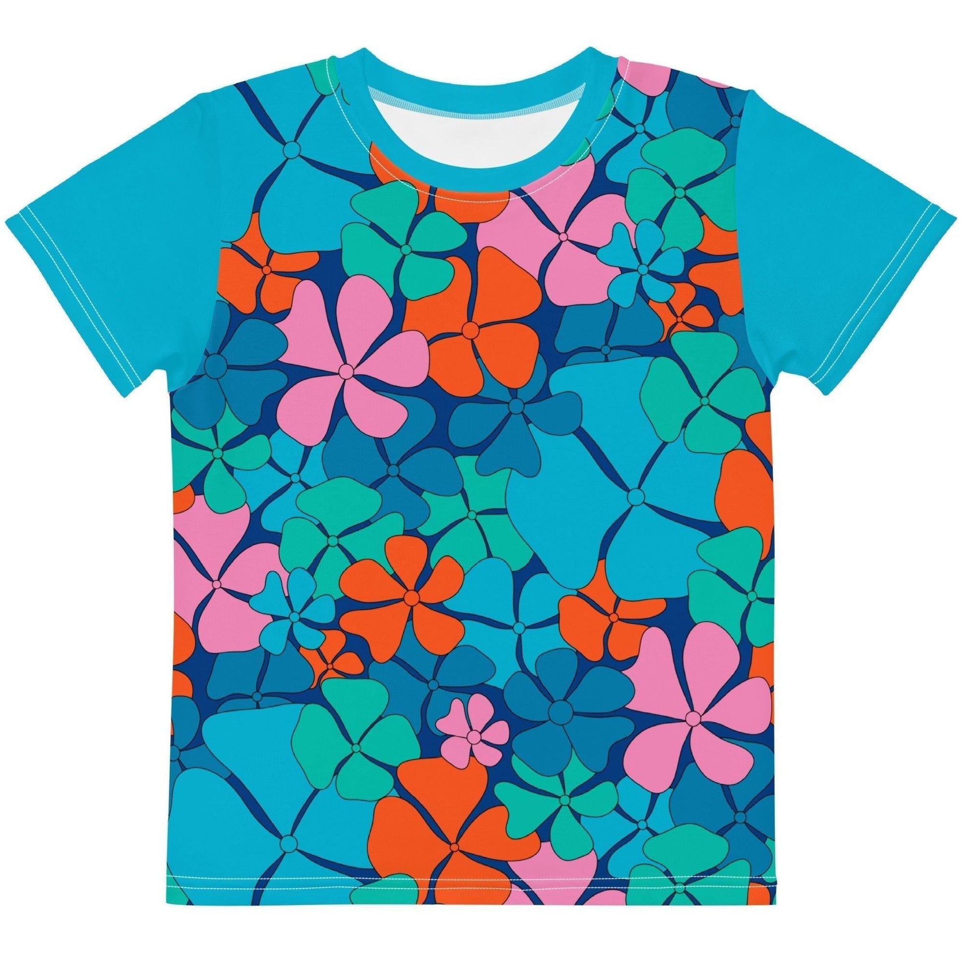 Kids' T-Shirt - ADELIE orange blue - Wild Floral Print