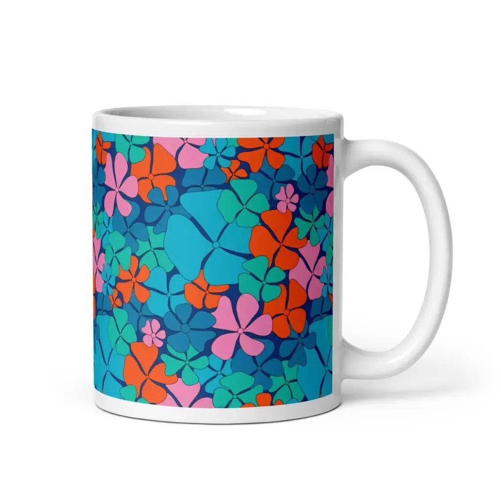 Mug - ADELIE orange blue - Wild Floral Print