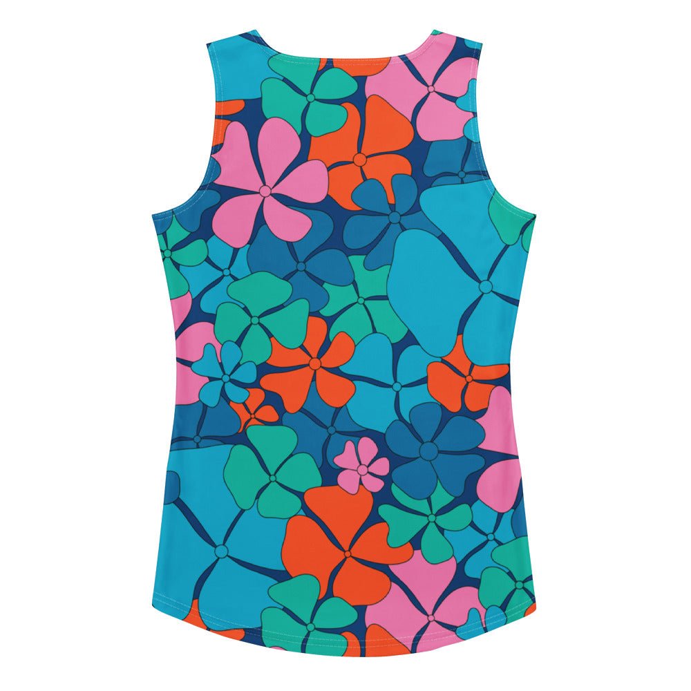 Tank Top - ADELIE orange blue - Wild Floral Print