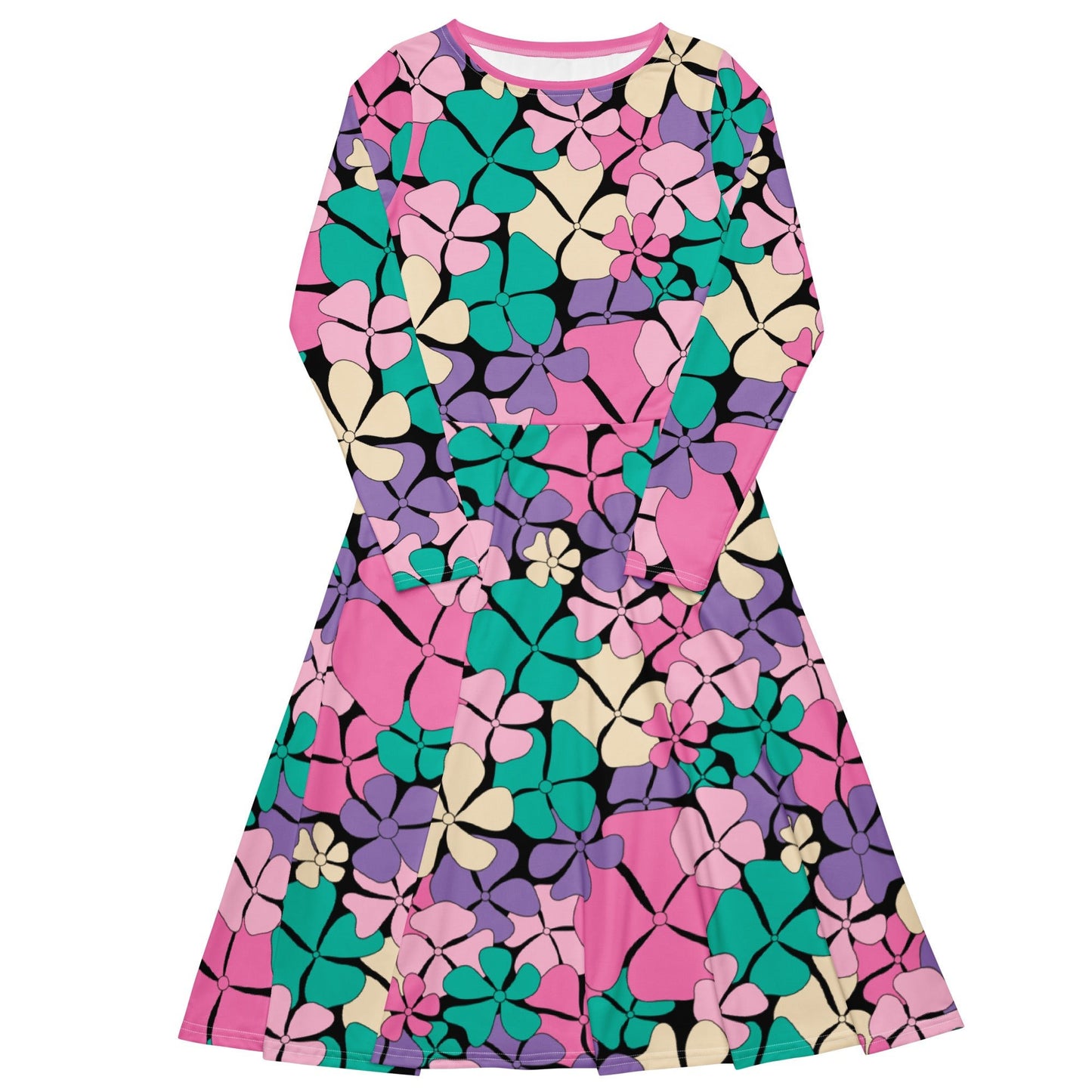 Midi Dress - ADELIE pink mint - Wild Floral Print