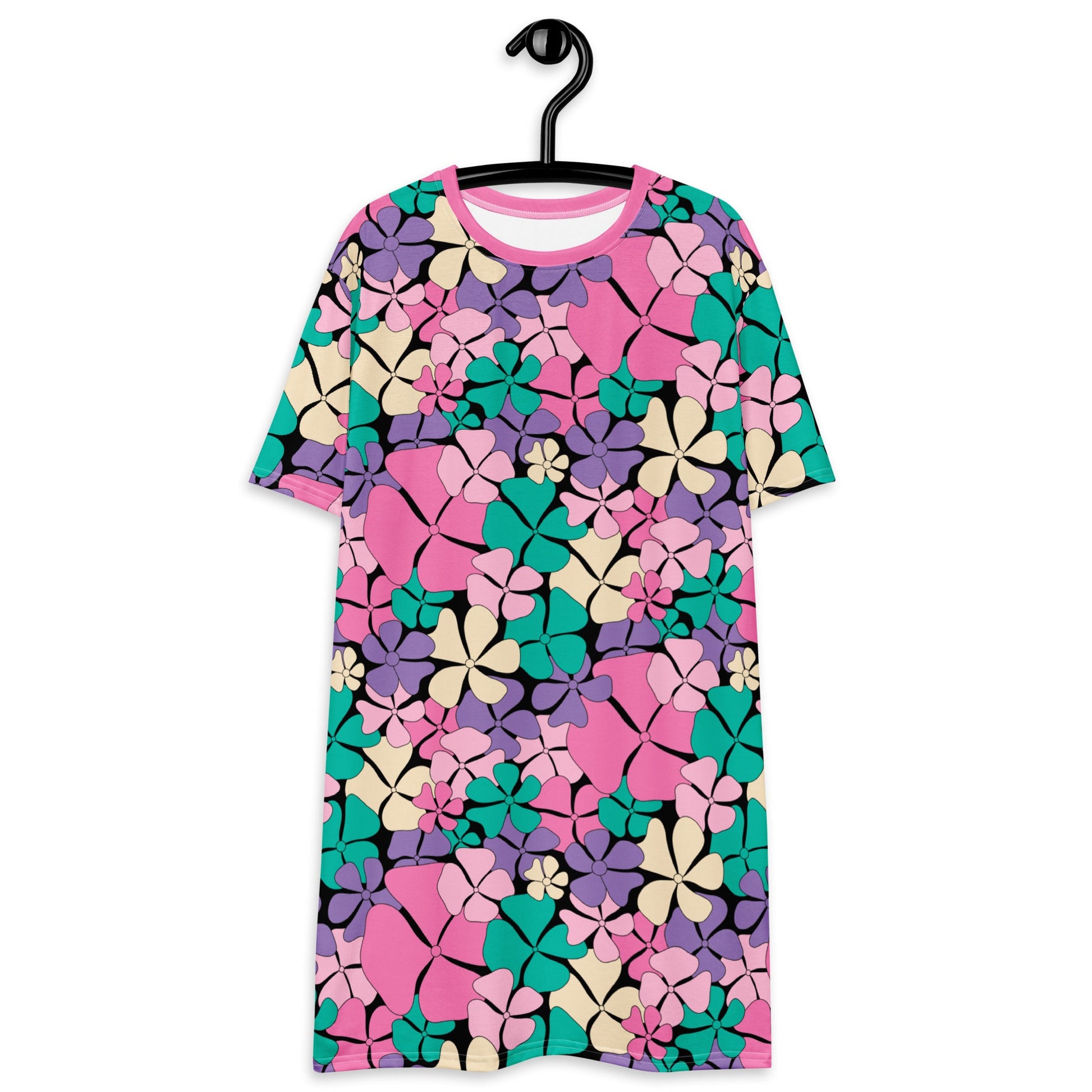 T-Shirt Dress - ADELIE pink mint - Wild Floral Print