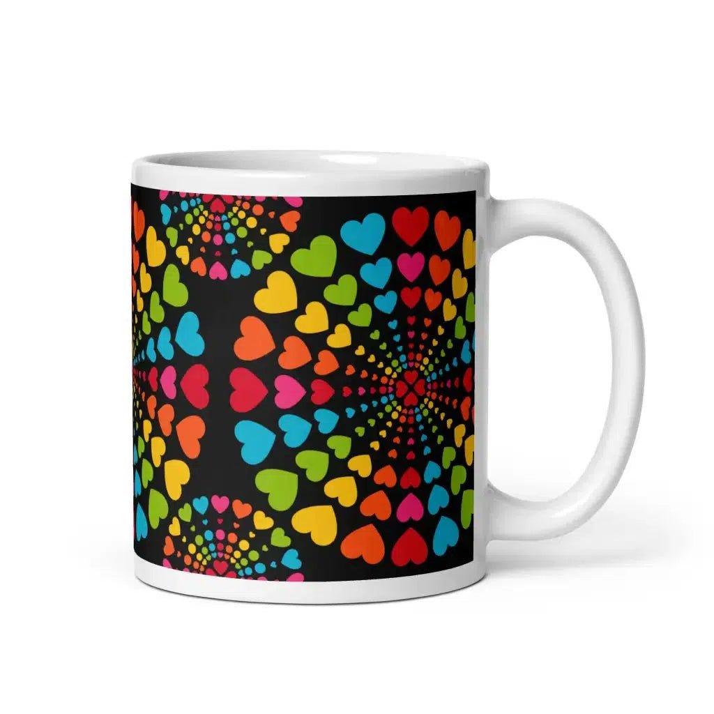 Mug - ALL HEARTS MATTER black - Colorful Hearts in Circles