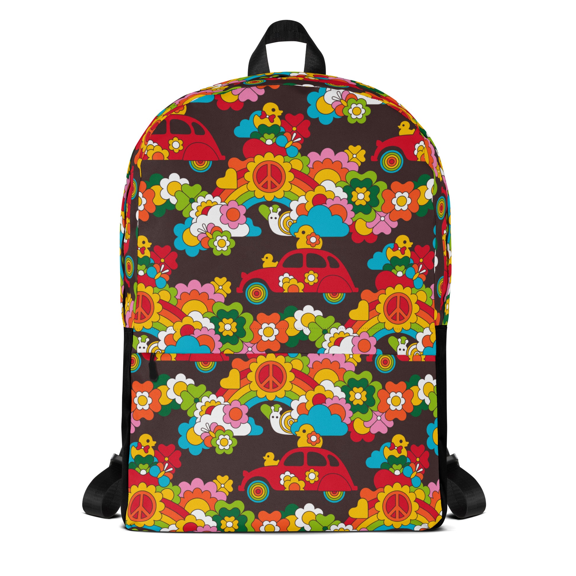 Backpack - DUCKS AND PEACE rainbow - Hippie roadtrip print Default Title