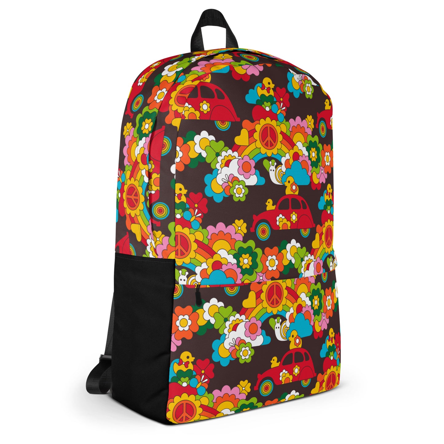 Backpack - DUCKS AND PEACE rainbow - Hippie roadtrip print