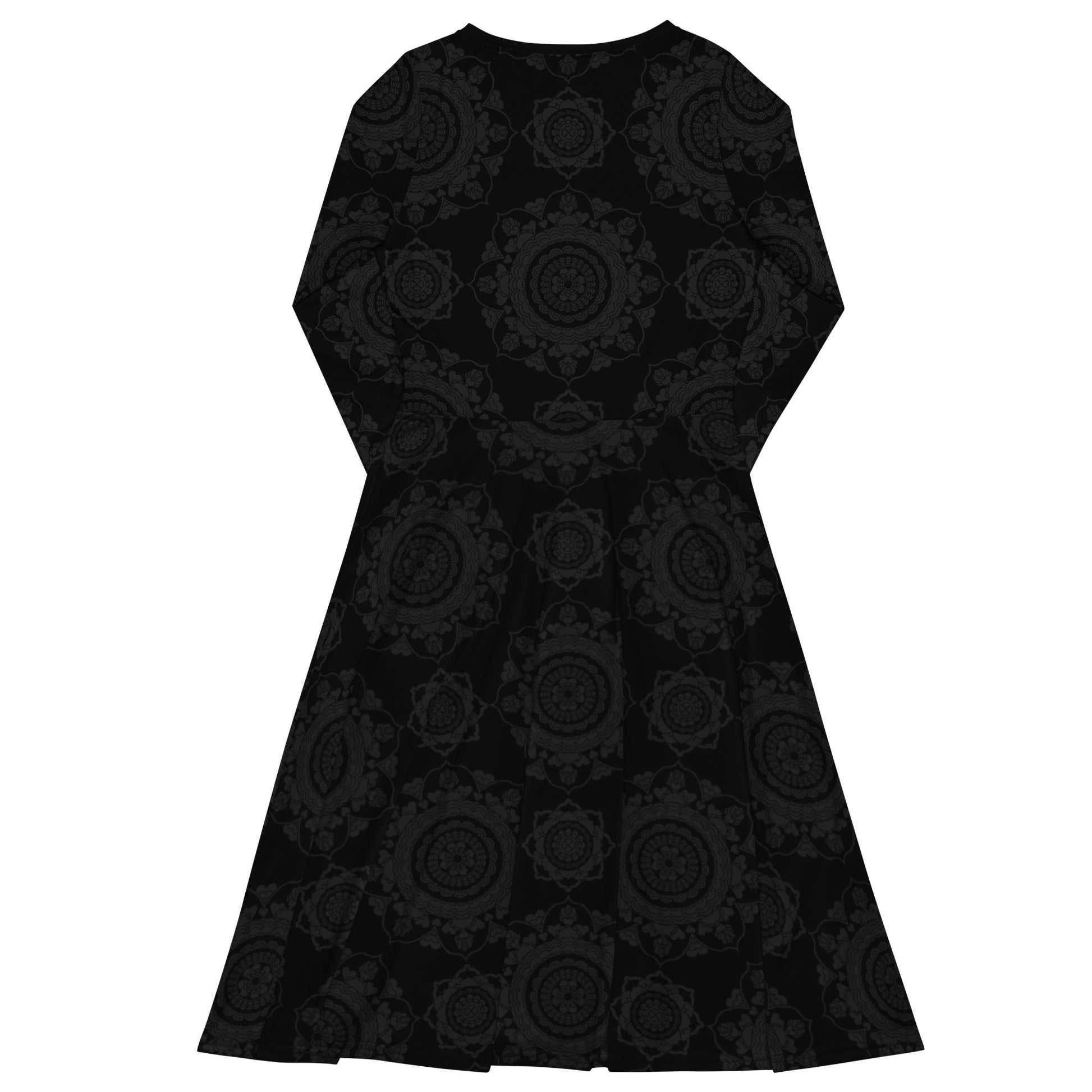 Midi dress - FOREVERMORE grey black - Romantic flower and heart print
