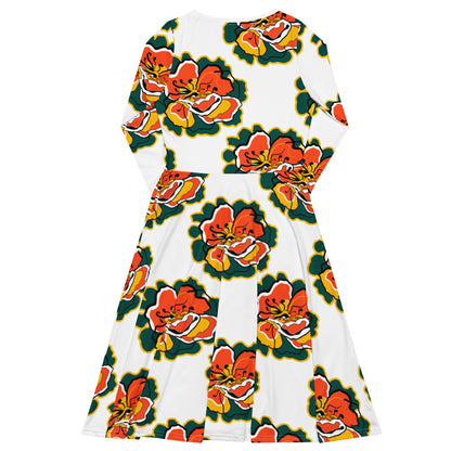 Midi dress - POPPY PARADE retro white - Bold poppy print